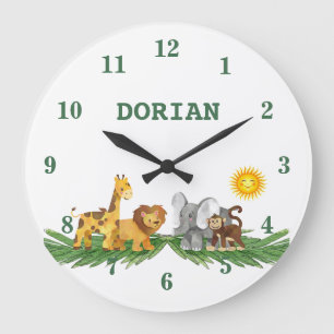 Relógio Grande Clock de Muro de Animais Safari