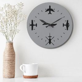 Relógio Grande Clock Face with Airplane icons Cool Pilot Aviation