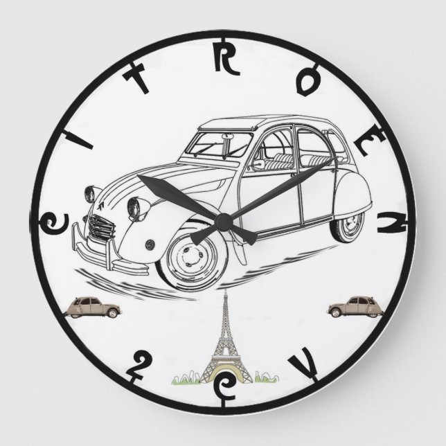 Relógio Grande Clock Retro-Muro Citroen 2CV (Frente)