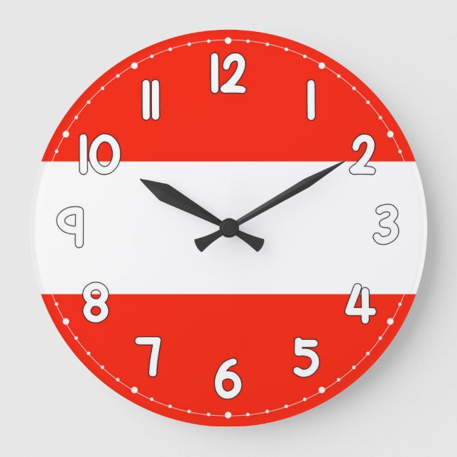 Relógio Grande Clocks Austria Country Flag Wall Clock (Frente)