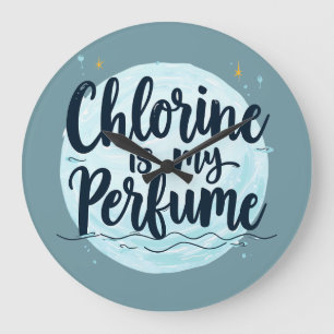 Relógio Grande Cloro É Meu Perfume Citação Divertida de Natação