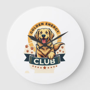 Relógio Grande Clube de Energia Dourada Retriever Dourado Vintage