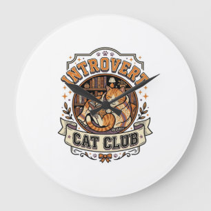 Relógio Grande Clube de Gato Introvertido Gato Anti Social Vinta