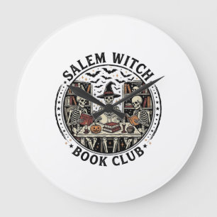 Relógio Grande Clube de Livros das Bruxas de Salem Esqueleto Vint