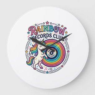 Relógio Grande Clube de Registros de Arco-Íris de Unicórnio Fundo