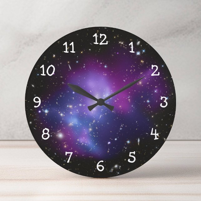 Relógio Grande Cluster de Galáxias Roxas (Purple Galaxy Cluster Large Clock)
