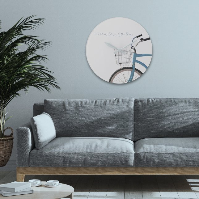 Relógio Grande Coastal Cruiser Bike Shore Wall Clock (Perfect clock for the beach house! Life moves slower by the shore!)