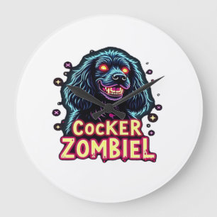 Relógio Grande Cocker Spaniel Cockie Cão Zumbi Halloween Essencia
