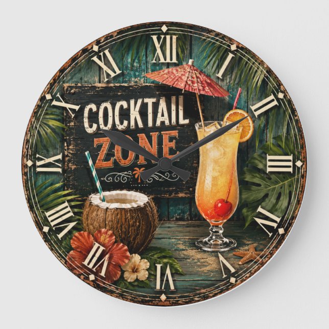 Relógio Grande Cocktail Zone Tropical (Frente)