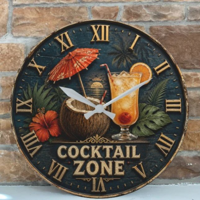 Relógio Grande Cocktail Zone Tropical Tiki Bar  (Criador carregado)