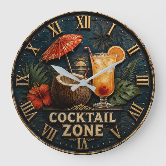 Relógio Grande Cocktail Zone Tropical Tiki Bar  (Frente)