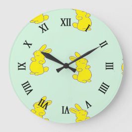 Relógio Grande Coelhinhos amarelos felizes no chalé