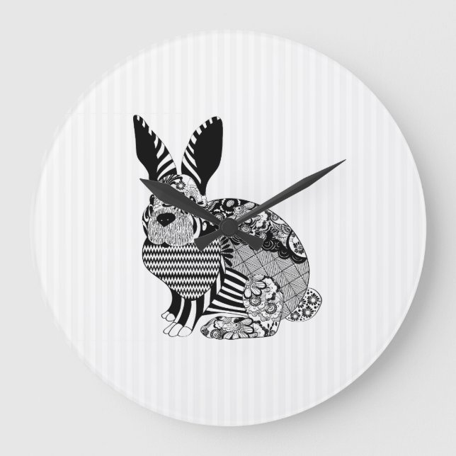 Relógio Grande Coelho floral (Frente)