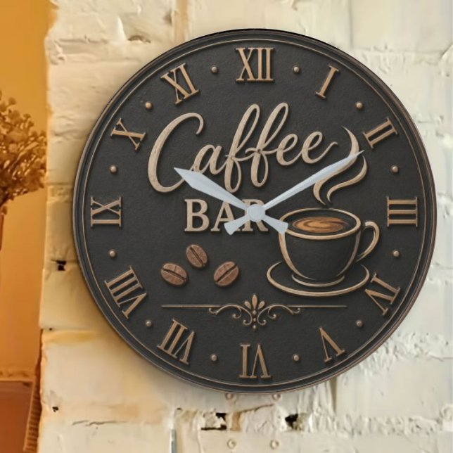 Relógio Grande Coffee Bar Rustic Coffee Lover Station Gift (Criador carregado)