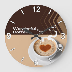 Relógio Grande Coffee Cup Wall Clock – Cozy Cafe Kitchen Home Dec