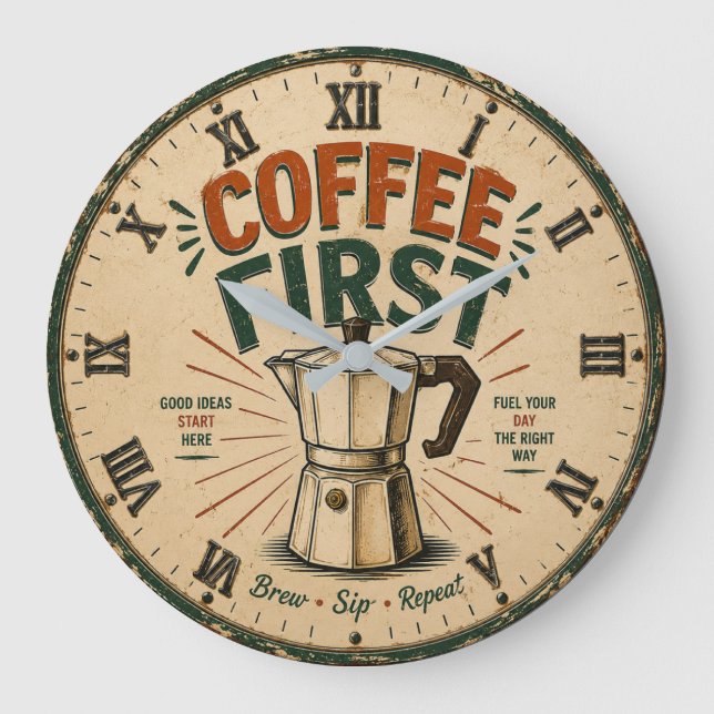 Relógio Grande Coffee First  (Frente)