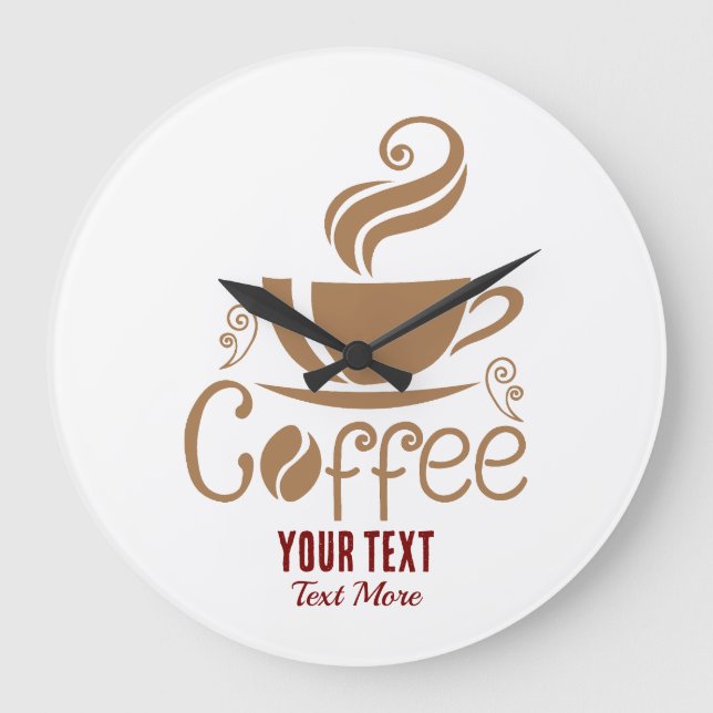 Relógio Grande Coffee Lover Design – Minimal Coffee Cup Graphic (Frente)