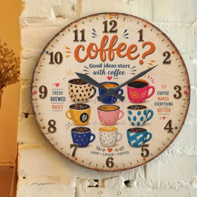 Relógio Grande Coffee Lovers  (Criador carregado)