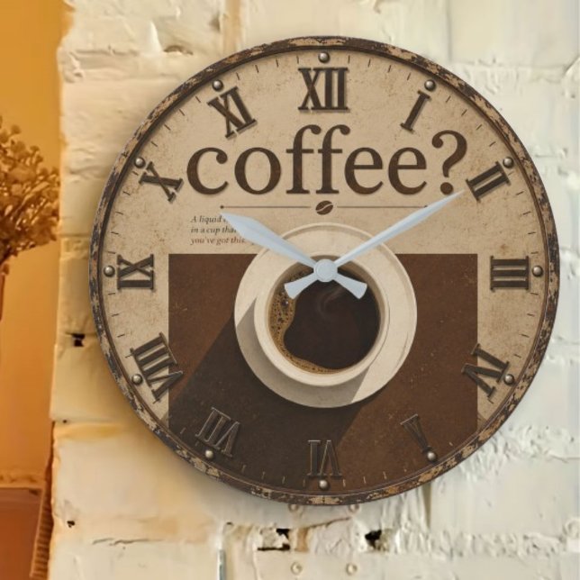 Relógio Grande Coffee? Rustic Farmhouse Vintage Coffee Lover (Criador carregado)