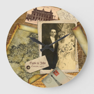 Relógio Grande Colagem customizável da foto do quadro do papel d