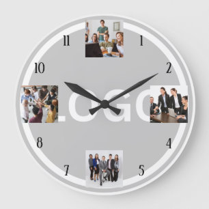 Relógio Grande Colagem de Fotos da Equipe de Logotipos da Empresa