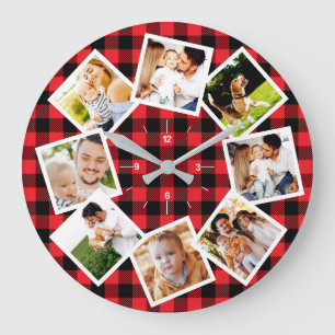 Relógio Grande Colagem de Fotos de Família Rustic Farmhouse Búfal