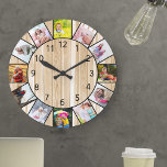 Relógio Grande Colagem de Fotos Personalizada 12 Pine Ronda De Ma<br><div class="desc">Relógio personalizado com suas próprias fotos favoritas. O modelo de foto está configurado pronto para que você adicione 12 de suas fotos trabalhando no sentido horário a partir do topo. Este design de madeira de pinheiro claro tem números pretos e parecerá excelente ao decor tradicional e country. Para este design,...</div>