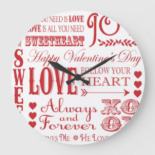 Relógio Grande Colagem de palavras Namorados de amor moderna