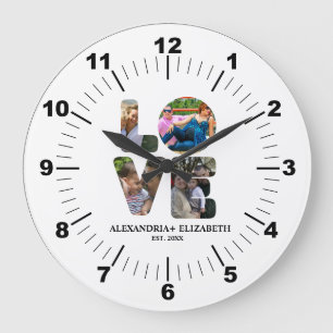 Relógio Grande Colagem personalizada de fotos de amor moderno 4 p