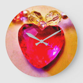 Relógio Grande Colar de Coração Rosa