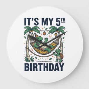 Relógio Grande Colchão de Tartaruga de 5º Aniversário Desenho de