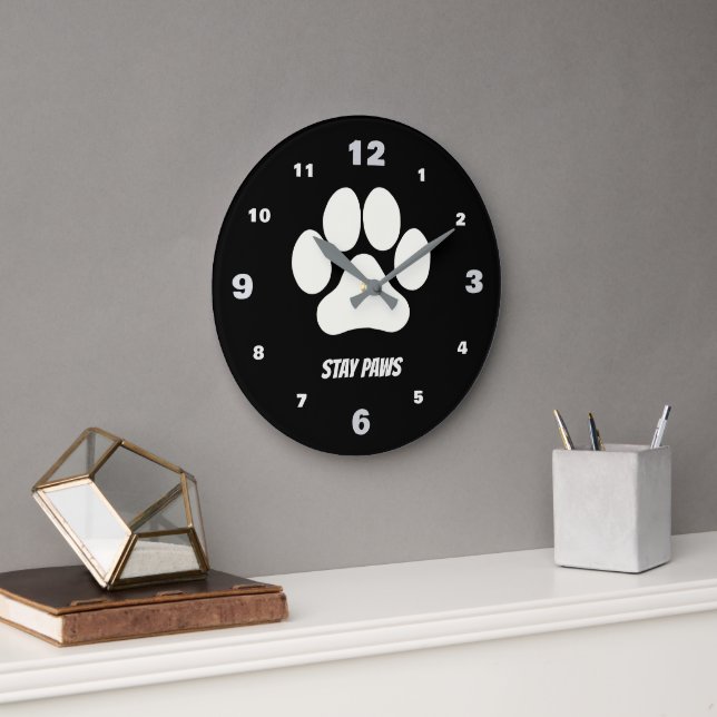 Relógio Grande Coleção Cozy Paws Preto (Escritório)