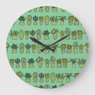 Relógio Grande Coleção De Cactus: Conjunto De Portas Desenhado À