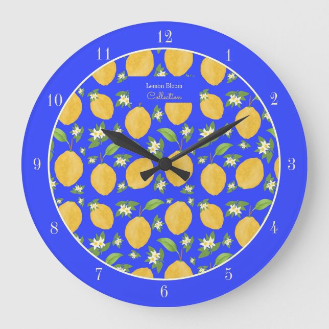 Relógio Grande Coleção Lemon Bloom azul estampado (Frente)