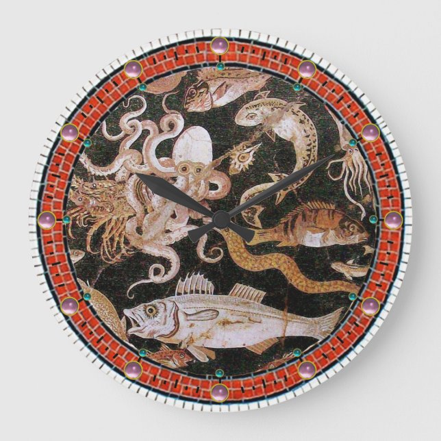 RELÓGIO GRANDE COLEÇÃO POMPEII/OCEANO - CENA DA VIDA MARÍTIMA (Frente)