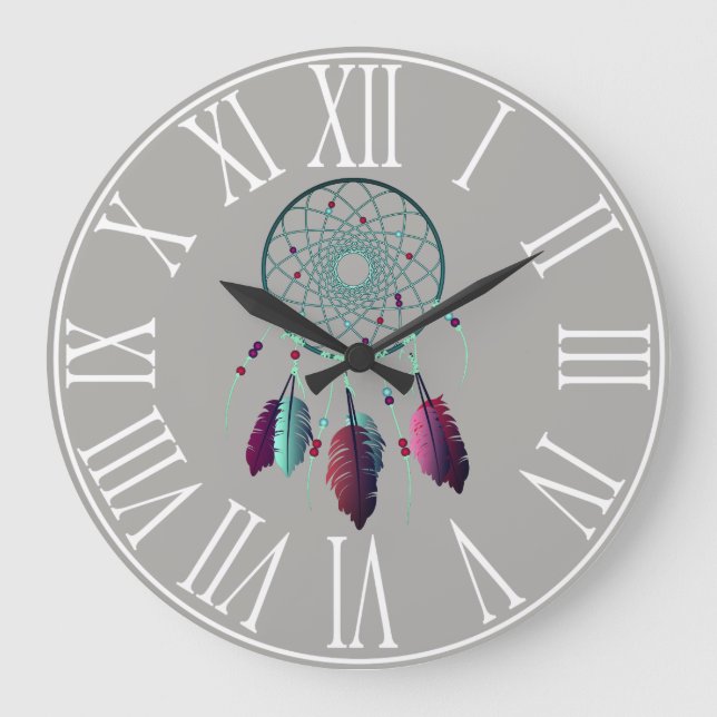 Relógio Grande Coletor ideal boémio do roxo & da cerceta (Frente)