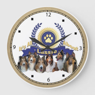 Relógio Grande Collie Clock of Lassie Type Dog