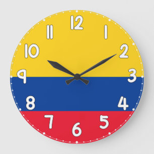 Relógio Grande Colombia Flag Wall Clock – Patriotic Home Decor