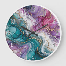 Colorful Alcohol Ink Epoxy Wall Clock
