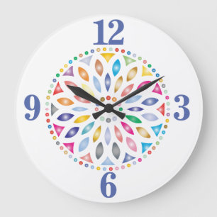 Relógio Grande Colorida alegre Design Mandala