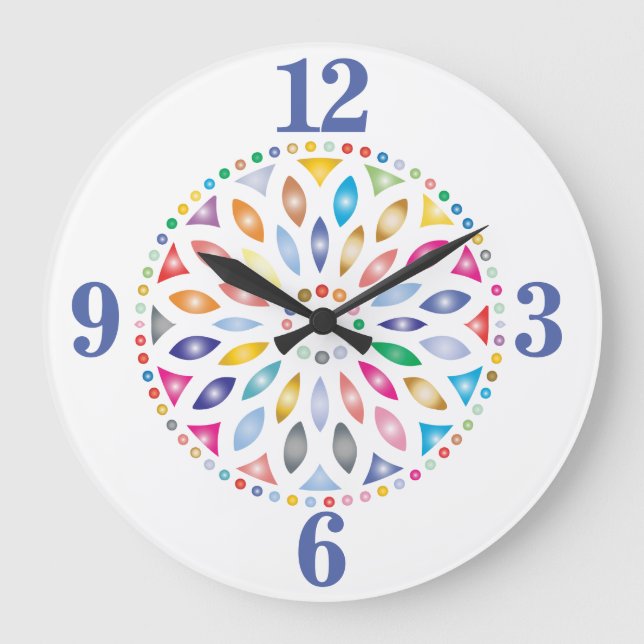 Relógio Grande Colorida alegre Design Mandala (Frente)
