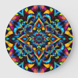 Relógio Grande Colorido Kaleidoscope Mandala iPhone 14 Funda