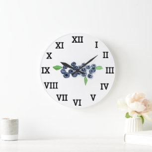 Relógio Grande Comida de Aquarela de Fruta de Amoras de Verão