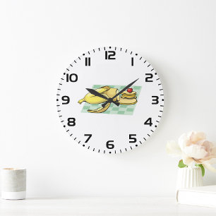 Relógio Grande Comida de Diversão de Café da Manhã de Banana e Pa