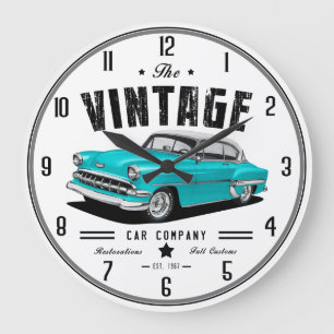 Relógio Grande Companhia carro vintage Bel Air em azul