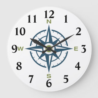 Relógio Grande Compass Rosa Design Azul