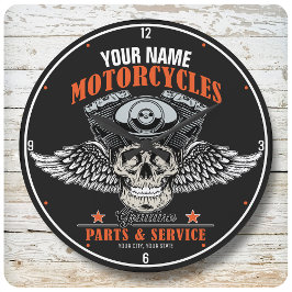 Relógio Grande Compro de Motociclos Personalizados do Crânio Voad