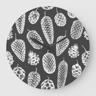 Relógio Grande Cones de pinheiro, quadro botânico.