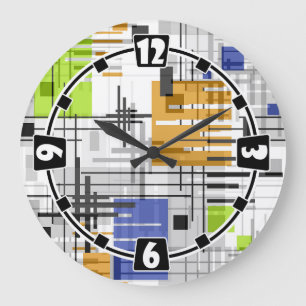 Relógio Grande Cons revestidos de formas geométricas abstrato mod