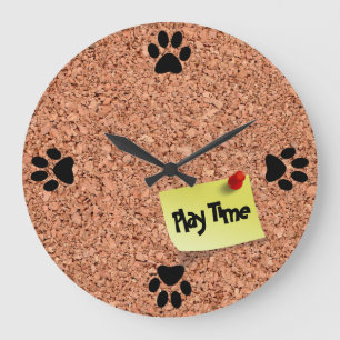 Relógio Grande Conselho FUNNY Cork com texto personalizável ao P